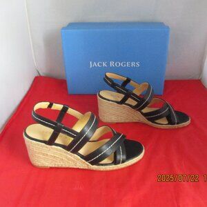 Jack Rogers Polly Mid Slingback Wedge Sandals $128 - US SIZE 9 1/2 - Black -1270